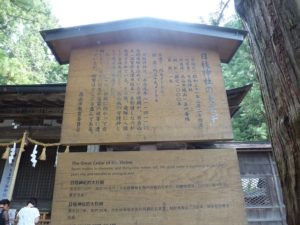 日枝神社の大スギの案内版