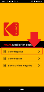 【KODAK Mobile Film Scanner】「Color Negative」を選択
