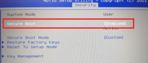 【UEFIセキュアブート設定】「SecureBoot」を「Enabled」に設定